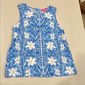 Lilly Pulitzer Blue and White Floral Tank Top